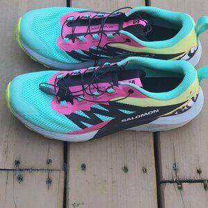Salomon Womens Size 11.5 Sense Ride 5 Martina LTD Green Pink Train Running Shoes